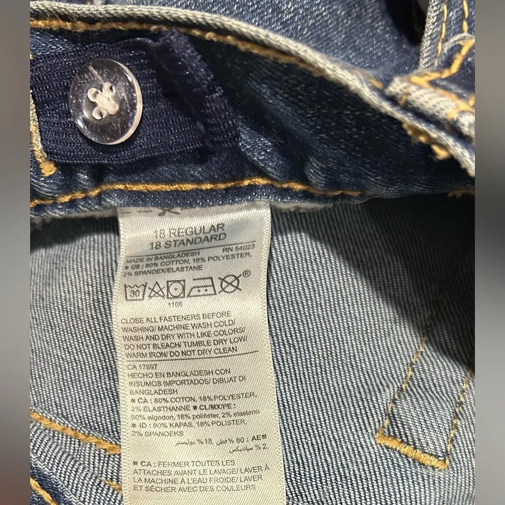 EUC Old Navy Kids SZ 18 skinny 5-pocket blue jeans adjustable interior waistband